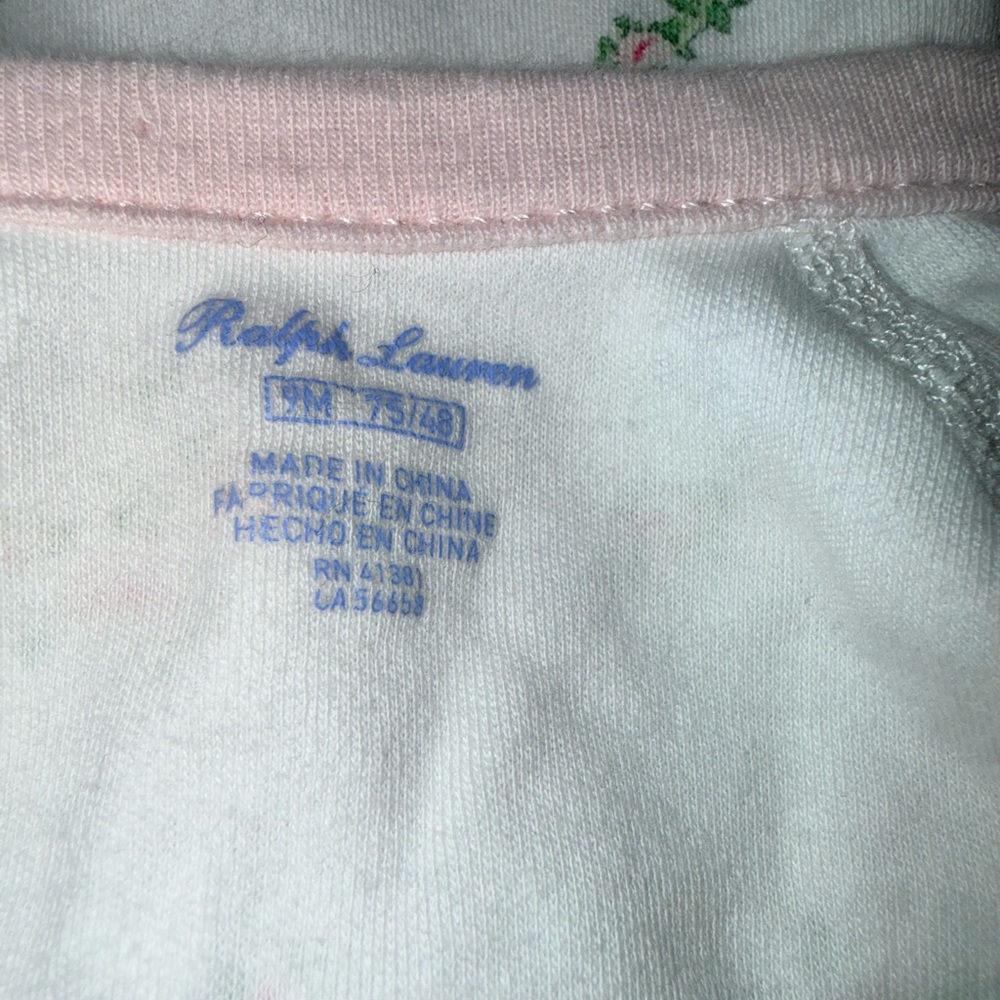 Pristine Polo Ralph Lauren Baby Girls Rosebud Pink Floral Onesie Footie 9M - Picture 4 of 4